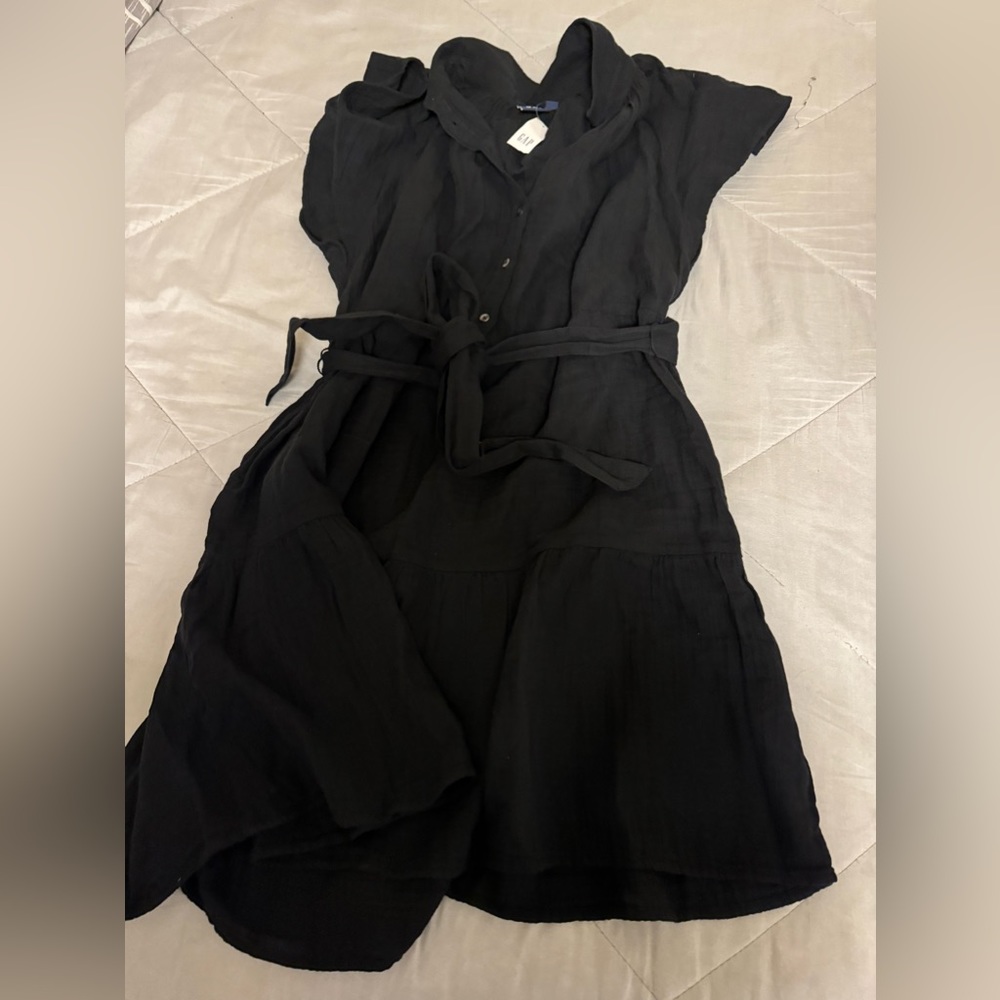 Crinkle Gauze Flutter Sleeve mini shirt dress